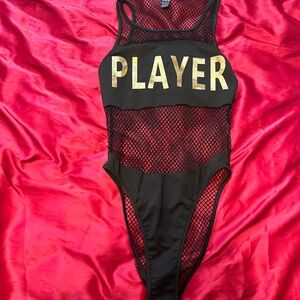 SHEIN Black and Gold Mesh Bodysuit